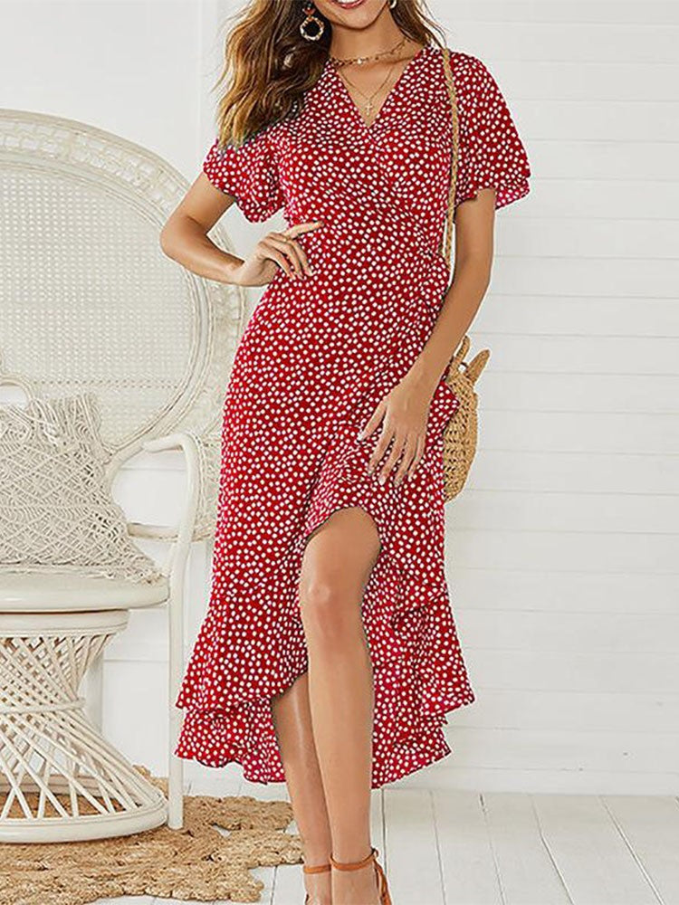 Vestido Longo Floral com Babados