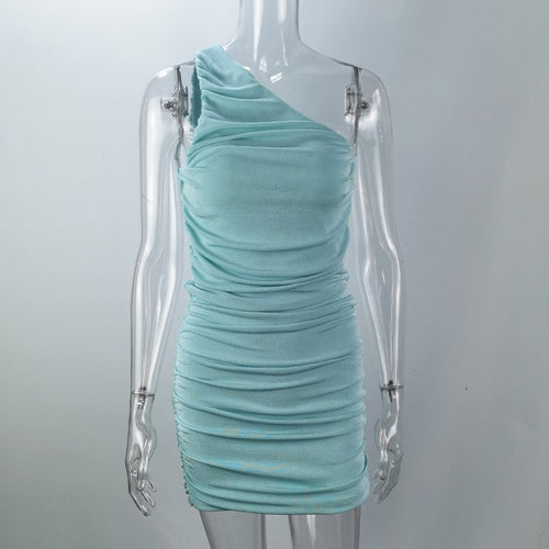 Vestido Curto Assimétrico com Franzido