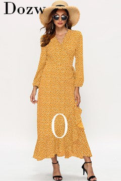 Vestido Longo Floral com Babados
